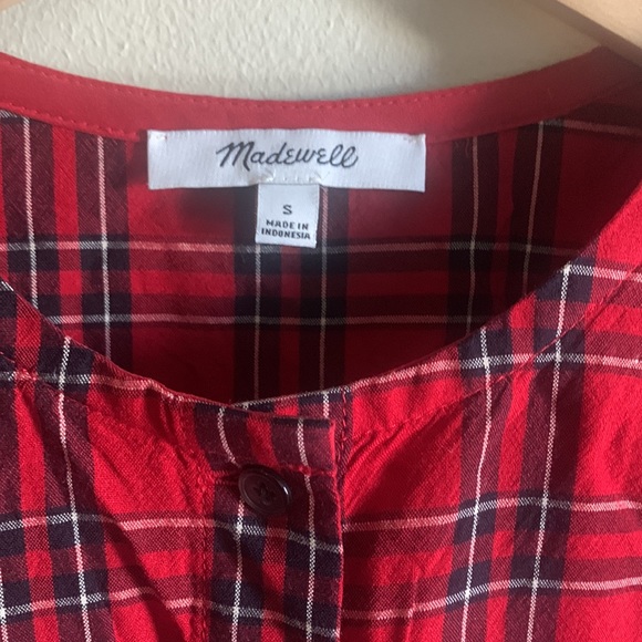 Madewell red checked button down blouse size xs - Picture 2 of 3